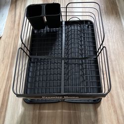 Real Home Dish Drainer with cup small-black