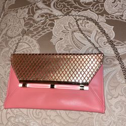 BEBE Clutch/Shoulder Bag  Laser Cut Gold Coral