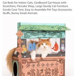 Smile Paws Indoor Cat Bed/Cat House With Scratchers And Toys