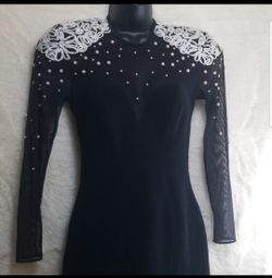 Tadashi Mesh Illusion Neck Pearl Dress