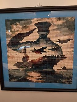 Diamond art Navy carrier with fighter planes