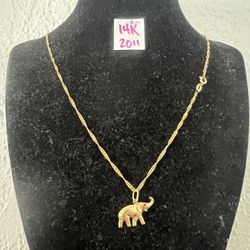 14K Solid Gold Chain and Pendant For Wedding 20 Inches Long 
