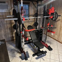 Smith Machine 200 | Adjustable Bench | 245lb Cast Iron Olympic Weights | 7ft Olympic Bar | Fitness | Gym Equipment | FREE DELIVERY/INSTALLATION 🚚 🛠️