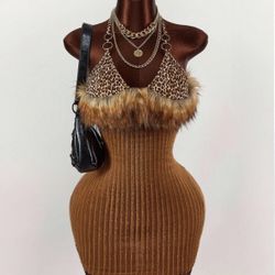Faux Fur Mini Dress 