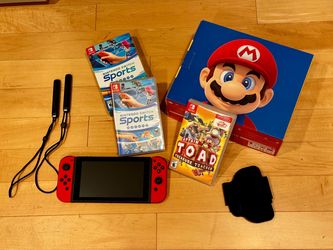 Nintendo Switch Mario Red Bundle with Games