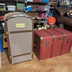2 American Girl Steamer Trunks For Doll And Clothes Or Accessories Storage Space. Both Very Clean And Good Condition. $200 For Both