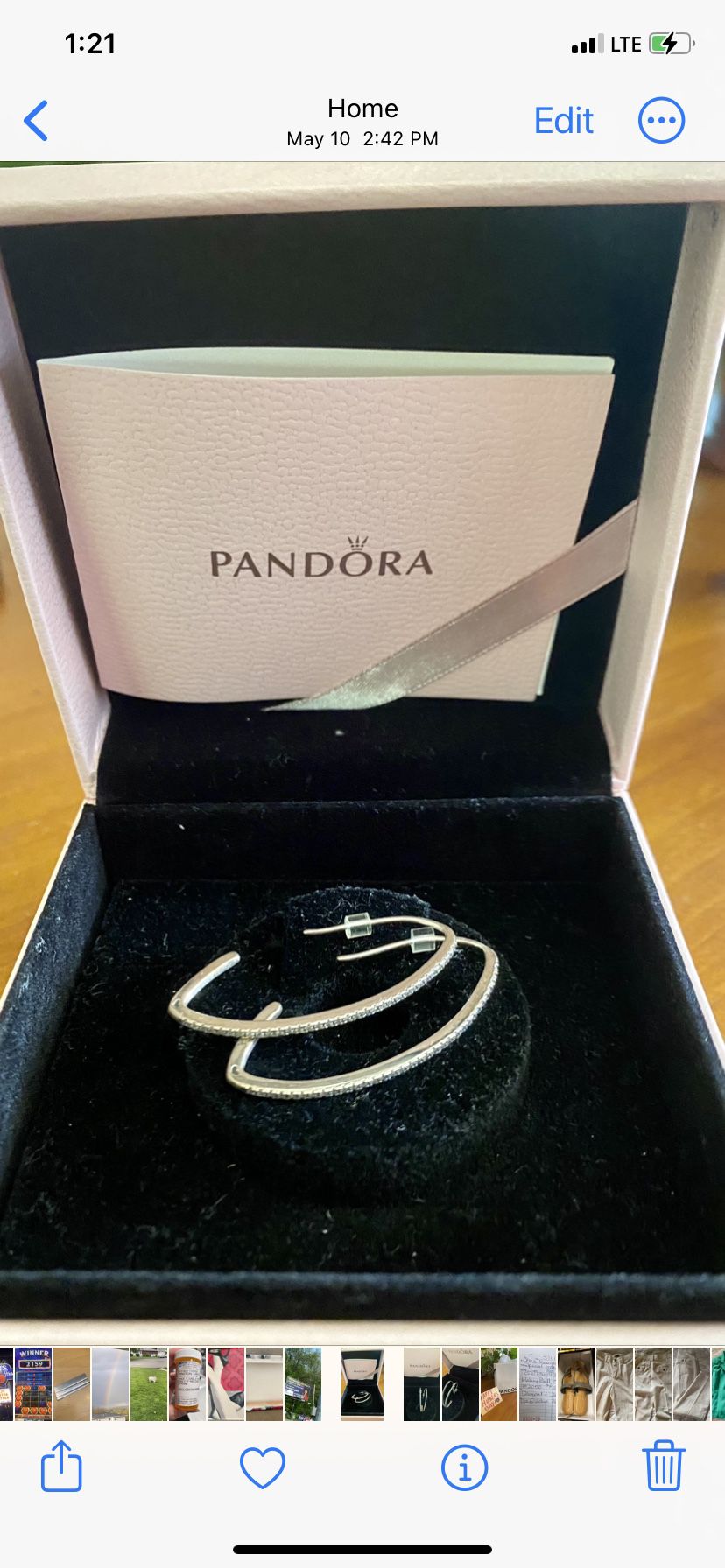 Pandora Silver And Crystals Hoop Earrings  New