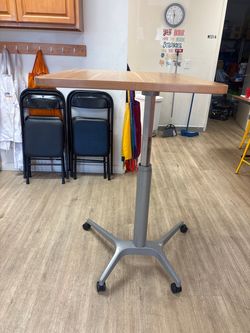 Set of 2 Height-Adjustable Mobile Tables / Standing Desks with Wheels