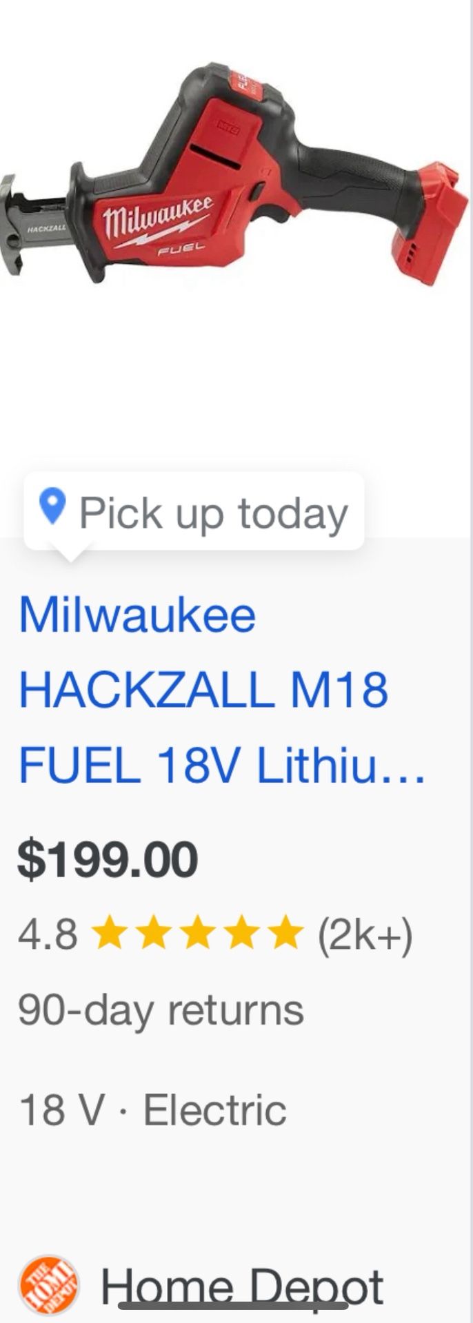 Milwaukee Hacksaw And Battery
