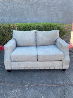 Gray Modern Studded Loveseat