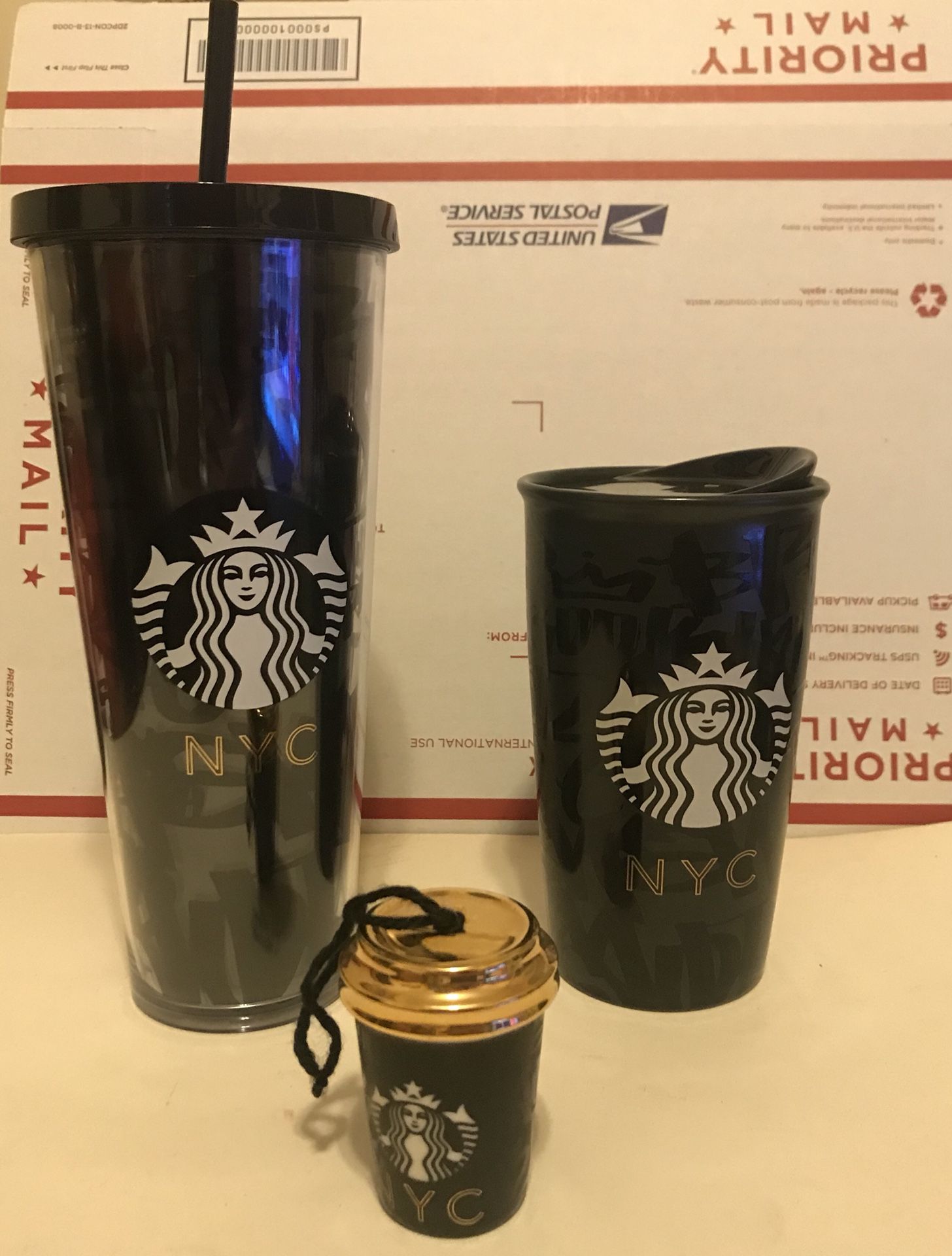 Set of 3 NYC graffiti starbucks cups