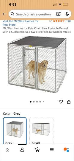 Metal Dog Kennel 6’x 6’ x 4’