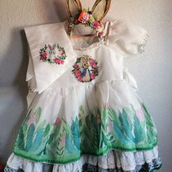Boutique Easter Dress With Bunny Headband