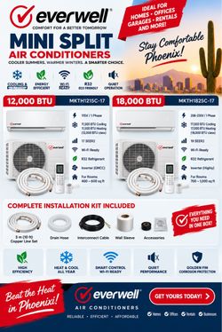 Everwell Mini Split Air Conditioner with Installation Kit