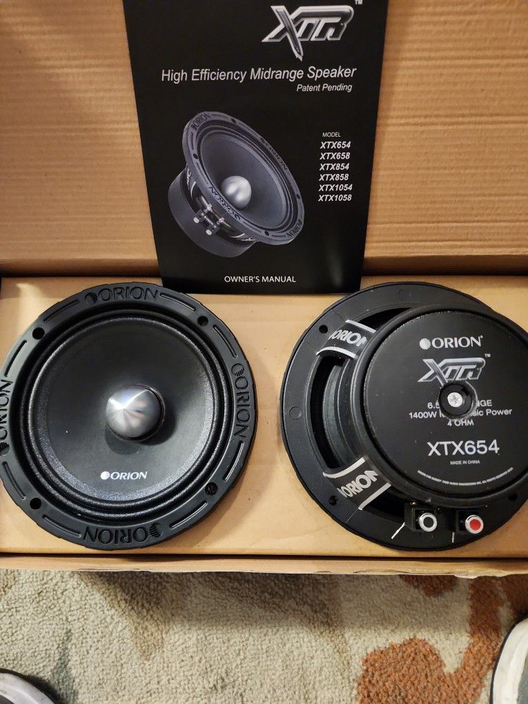 Orion XTR XTX-654 6.5" 350W RMS Pro Audio Midrange Speakers 1400W Max 4 Ohm (Pair) RECONED