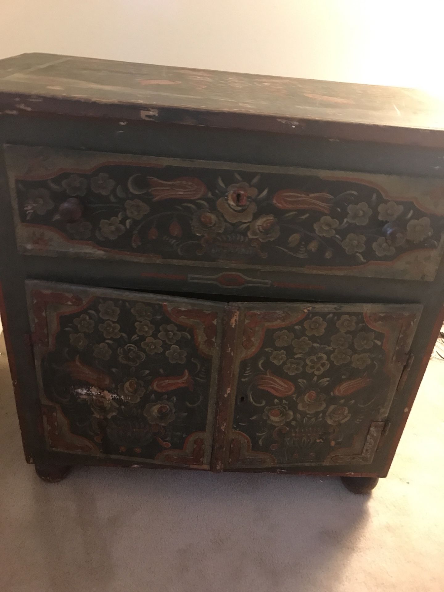 Austrian handpainted antique drawer cabinet