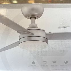 Xeno Wet 56 in. Integrated LED Indoor/Outdoor Silver Ceiling Fan with Light Kit and Remote Control