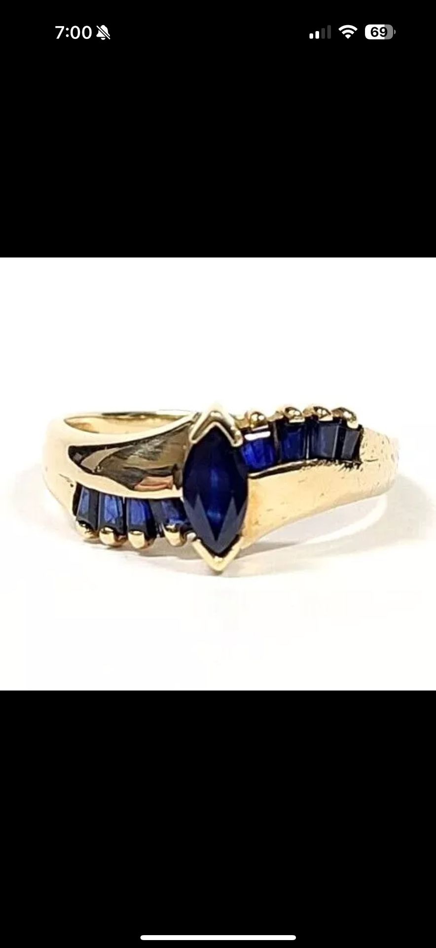 1 Carat Blue Sapphire 10k Yellow Gold Ring Size 5