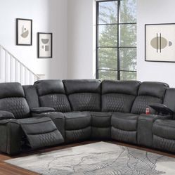 Brand New Super Comfy Power Reclining Leather Sectional 