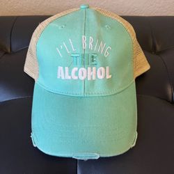 Piper Lou Green Aqua Trucker Hat “I’ll Bring The Alcohol” Mesh Snap Back