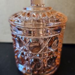 Beautiful Antique Glass Pink Sugar Bowl With Lid