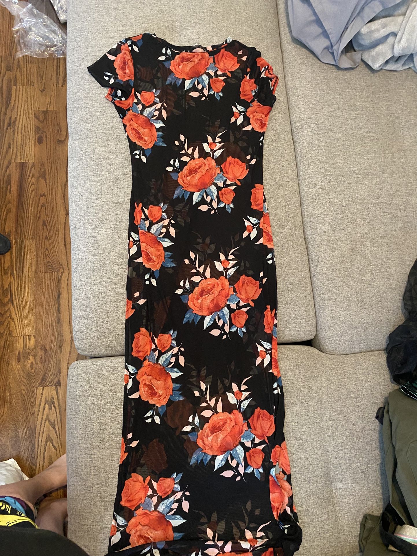 Charlotte Russe Red and Black Sheer Dress
