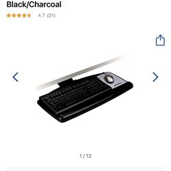 3M™ AKT90LE Adjustable Keyboard Tray, Black/Charcoal 