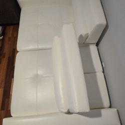 
🌟 Versatile White Leather Convertible Daybed/Couch 🌟
