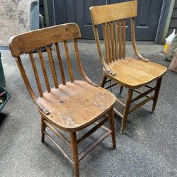 FREE! Two Oak and Maple Kitchen Chairs-Great Shape!