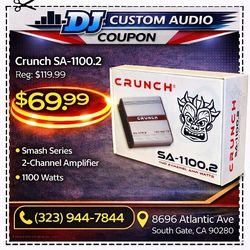 Crunch Smash Series SA-1100.2 2-Channel Speaker System Amplifier 1100 Watts🚨 Payment Options Available 🚨 No Credit Needed 🚨 