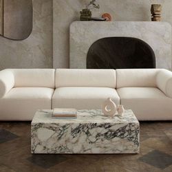 Genuine Viola Marble Rectangular Cocktail Table - Free Delivery ✅ Viola Marble Coffee Table - Real Marble Table 