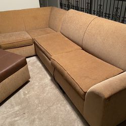 Gold Sectional With Full Size Sleeper