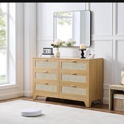6 Drawer Rattan Dresser