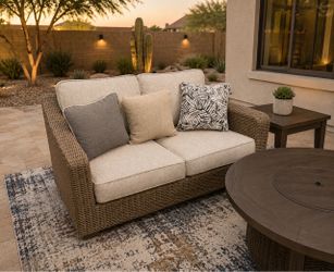 Rattan Patio Loveseat With Nuvella Cushions *New Patio Furniture*