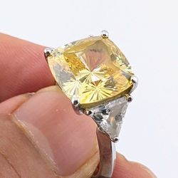 Canary Yellow Cubic Zirconia STERLING SILVER RING

