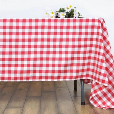 LinenTablecloth 60 X 102-inch Rectangular Tablecloth Red & White Checker