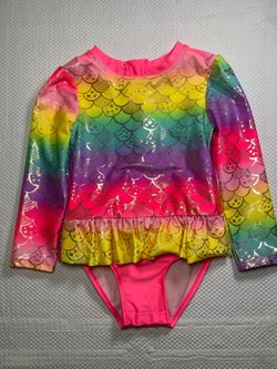 Cat & Jack Mermaid One-Piece Rash Guard Swim Suit 4T
