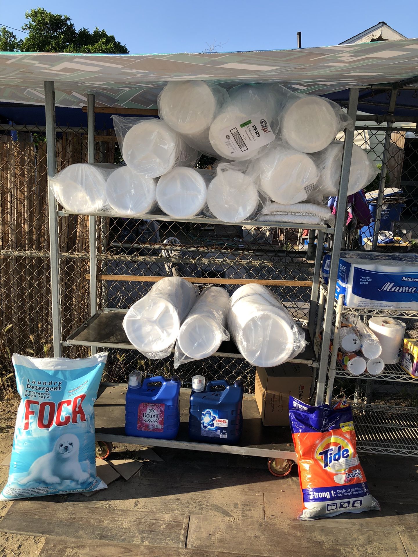 Soap, Plates, Toilet Paper, Tarps