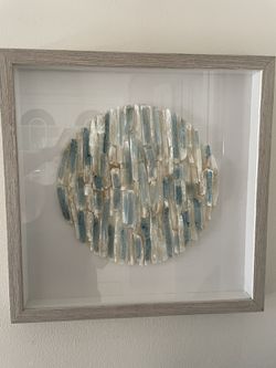 Shadow Box Wall Art With Blue And White Stone 12x12