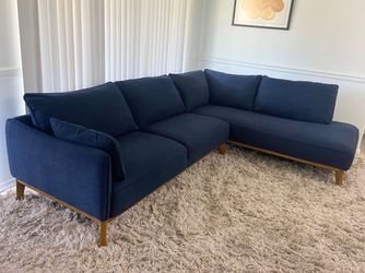 Midnight Blue Macy’s Jollene 2pc Sectional Sofa with Right Chaise