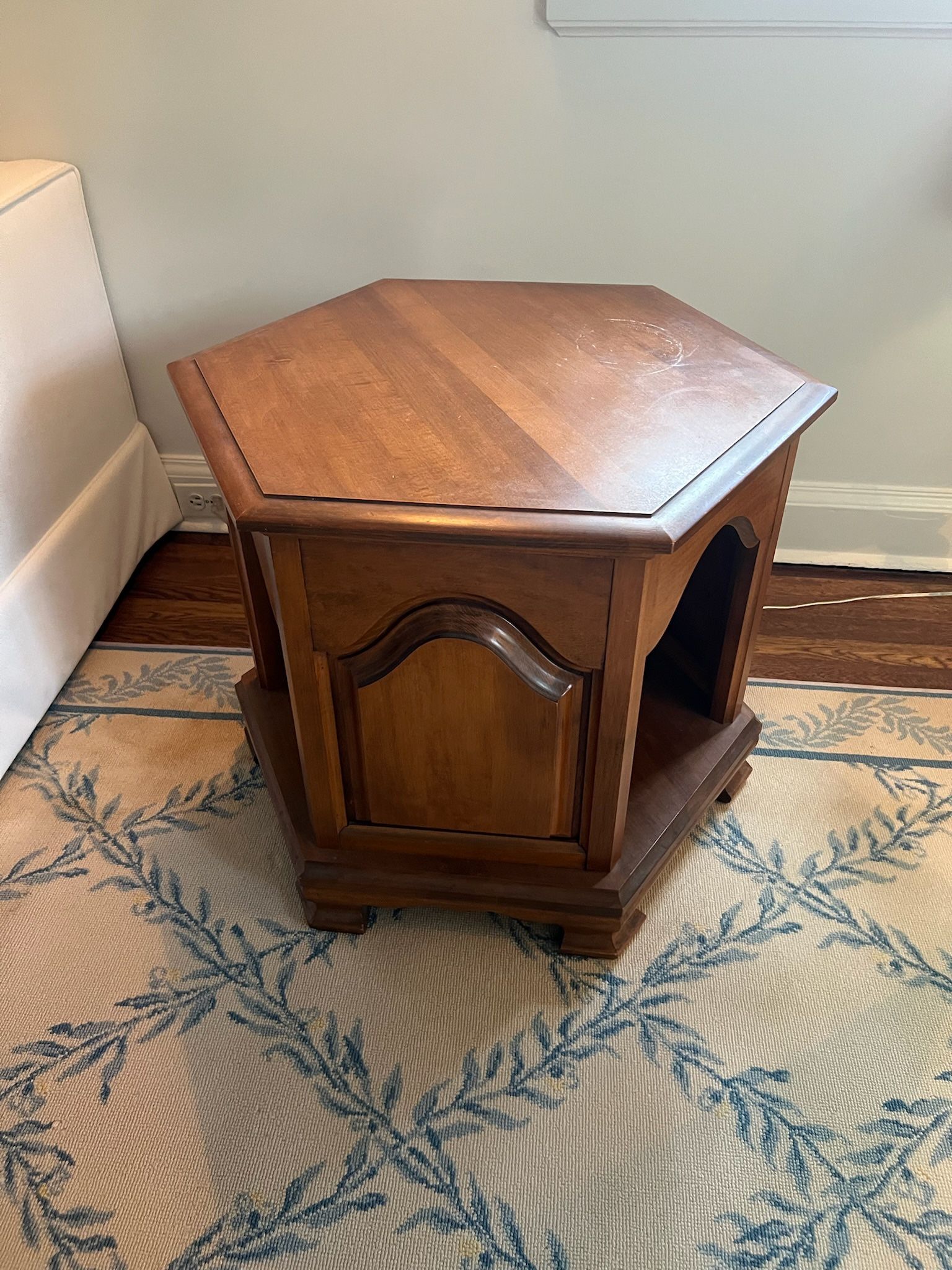 Hexagon Shaped Vintage Book Table or Side Table A few imperfections on top 28w x 22h Smoke free