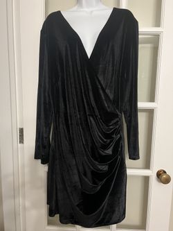 Boohoo Velvet Wrap Long Sleeve Midi Party Dress Size20