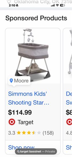 simmons kids shooting start bassinet gray