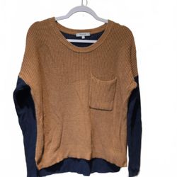 Madewell Two Tone Sweater Front Pocket Long Sleeve Size XS