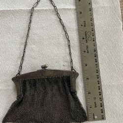 Antique Sterling Silver Metal Mesh Bag