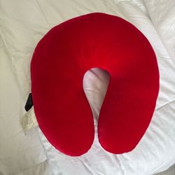 Red U-Shaped Travel Neck Pillow – Soft Polyester