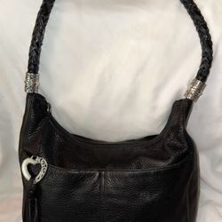 Brighton Barbados Ziptop Black Hobo Bag Purse