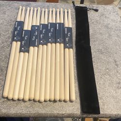7 Pair Lot, 5A Drum Sticks Drumsticks Maple Wood Music Band Jazz Rock W/ Bag NEW