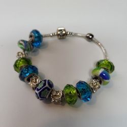 Sterling Silver Bracelet/Sterling Glass Beads 