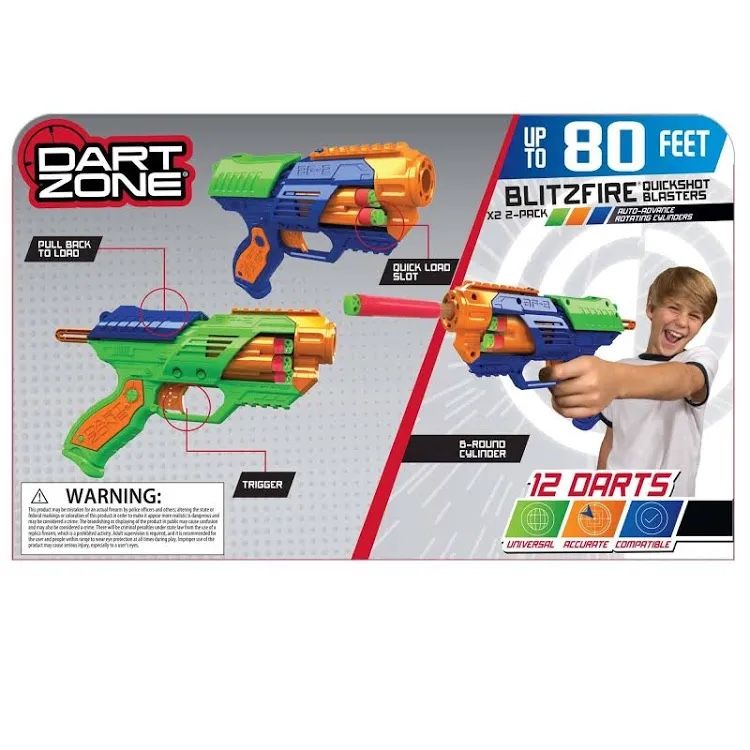 Dart Zone Blitzfire X2 Combo 2-Pack Quickshot Dart Blasters